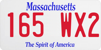 MA license plate 165WX2