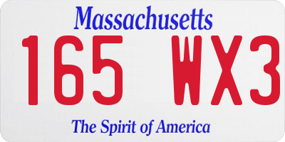 MA license plate 165WX3