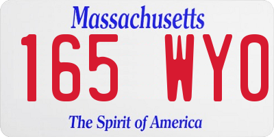 MA license plate 165WY0