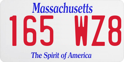MA license plate 165WZ8