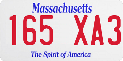 MA license plate 165XA3