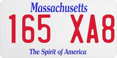 MA license plate 165XA8