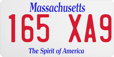 MA license plate 165XA9