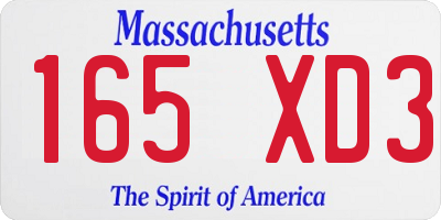 MA license plate 165XD3