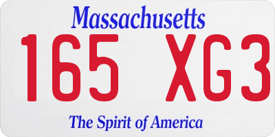 MA license plate 165XG3