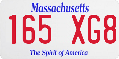 MA license plate 165XG8
