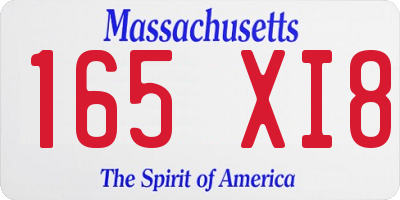 MA license plate 165XI8