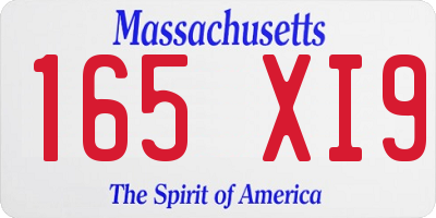 MA license plate 165XI9