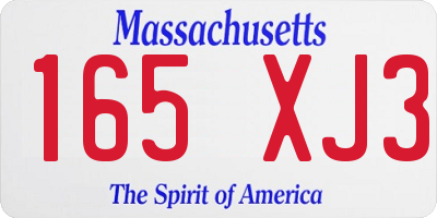 MA license plate 165XJ3