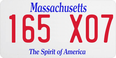 MA license plate 165XO7
