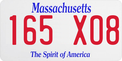 MA license plate 165XO8