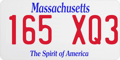 MA license plate 165XQ3