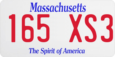 MA license plate 165XS3