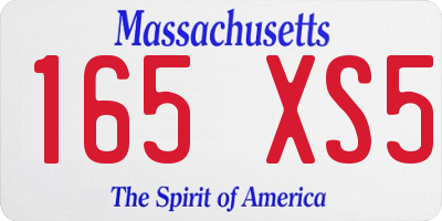 MA license plate 165XS5