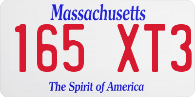 MA license plate 165XT3