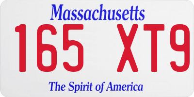 MA license plate 165XT9