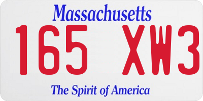 MA license plate 165XW3