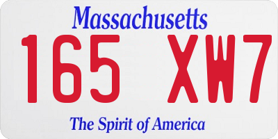 MA license plate 165XW7