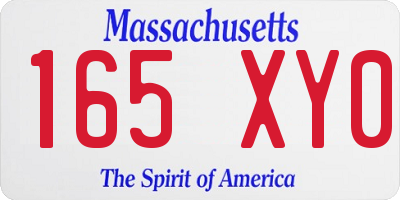 MA license plate 165XY0