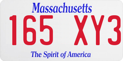 MA license plate 165XY3