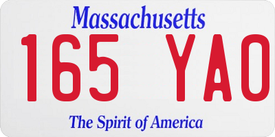 MA license plate 165YA0