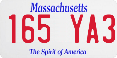 MA license plate 165YA3