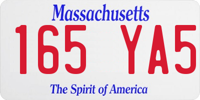 MA license plate 165YA5