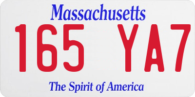 MA license plate 165YA7