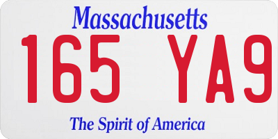 MA license plate 165YA9