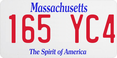 MA license plate 165YC4