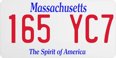 MA license plate 165YC7