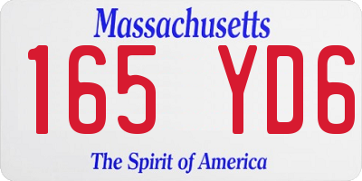MA license plate 165YD6