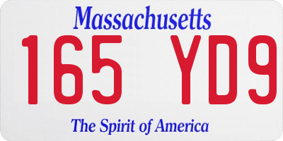 MA license plate 165YD9