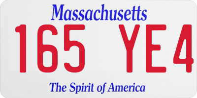 MA license plate 165YE4