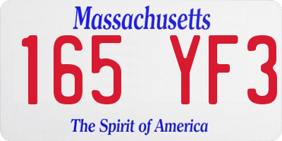 MA license plate 165YF3