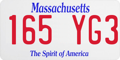 MA license plate 165YG3