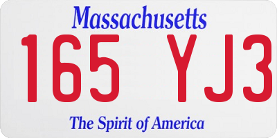 MA license plate 165YJ3