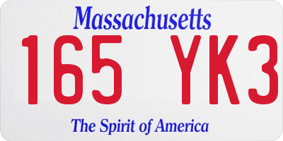 MA license plate 165YK3
