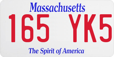 MA license plate 165YK5