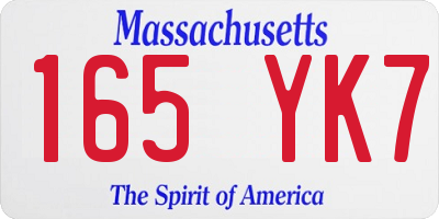 MA license plate 165YK7