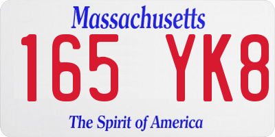 MA license plate 165YK8