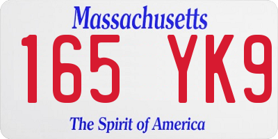 MA license plate 165YK9