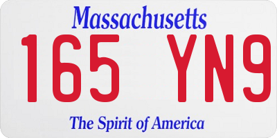 MA license plate 165YN9
