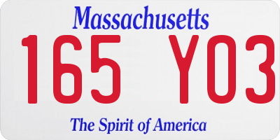 MA license plate 165YO3