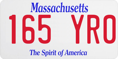 MA license plate 165YR0