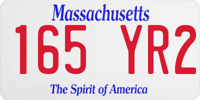 MA license plate 165YR2