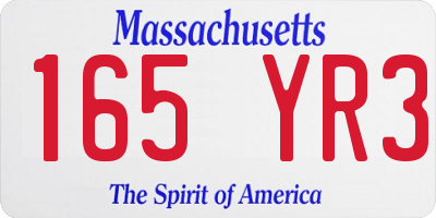 MA license plate 165YR3