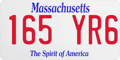 MA license plate 165YR6
