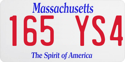MA license plate 165YS4