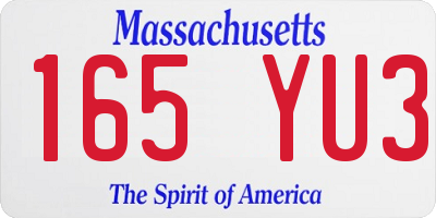 MA license plate 165YU3